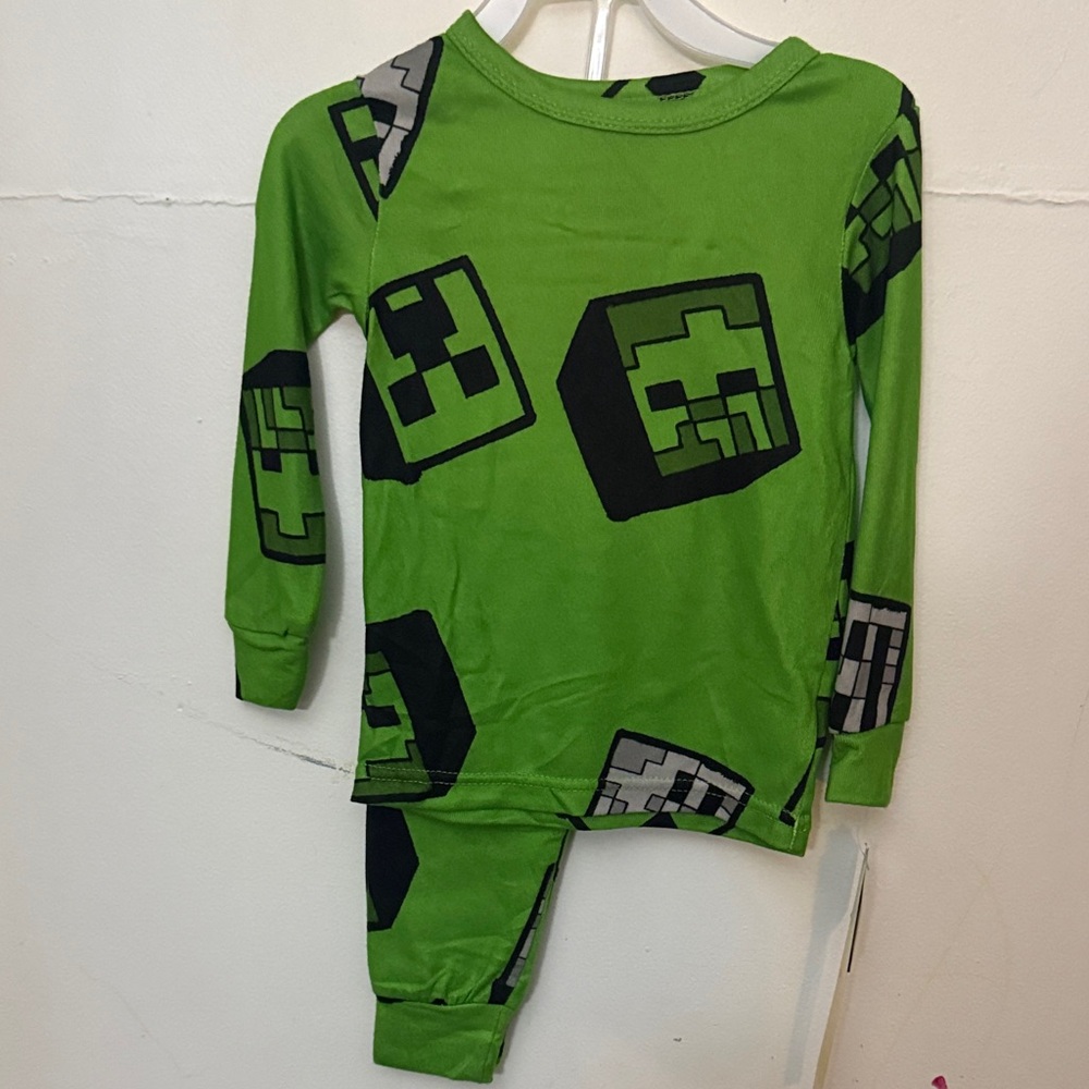 Green Pixel Adventure Kids Pajama Set